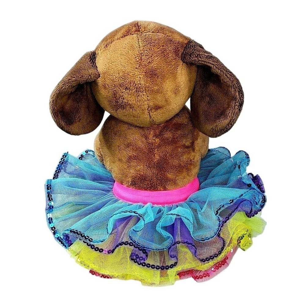 Vintage Build A Bear Doggone Adorable Stuffed Plush Puppy Rainbow Tutu w Sequins